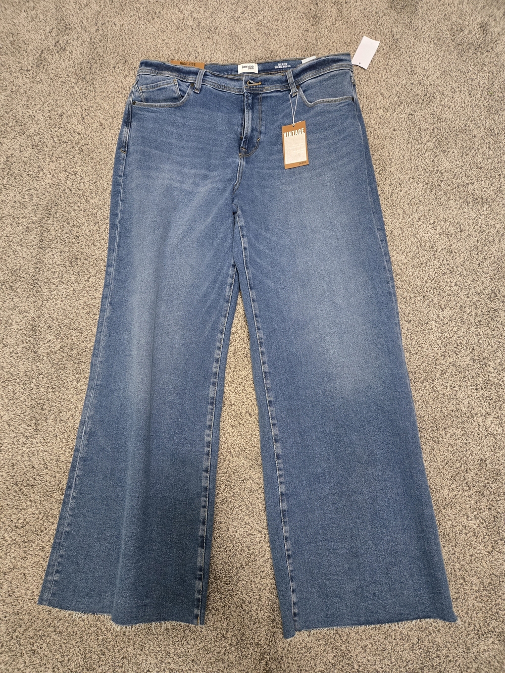 Kensie Wide-Leg High Waisted Denim Jeans in Mid Blue